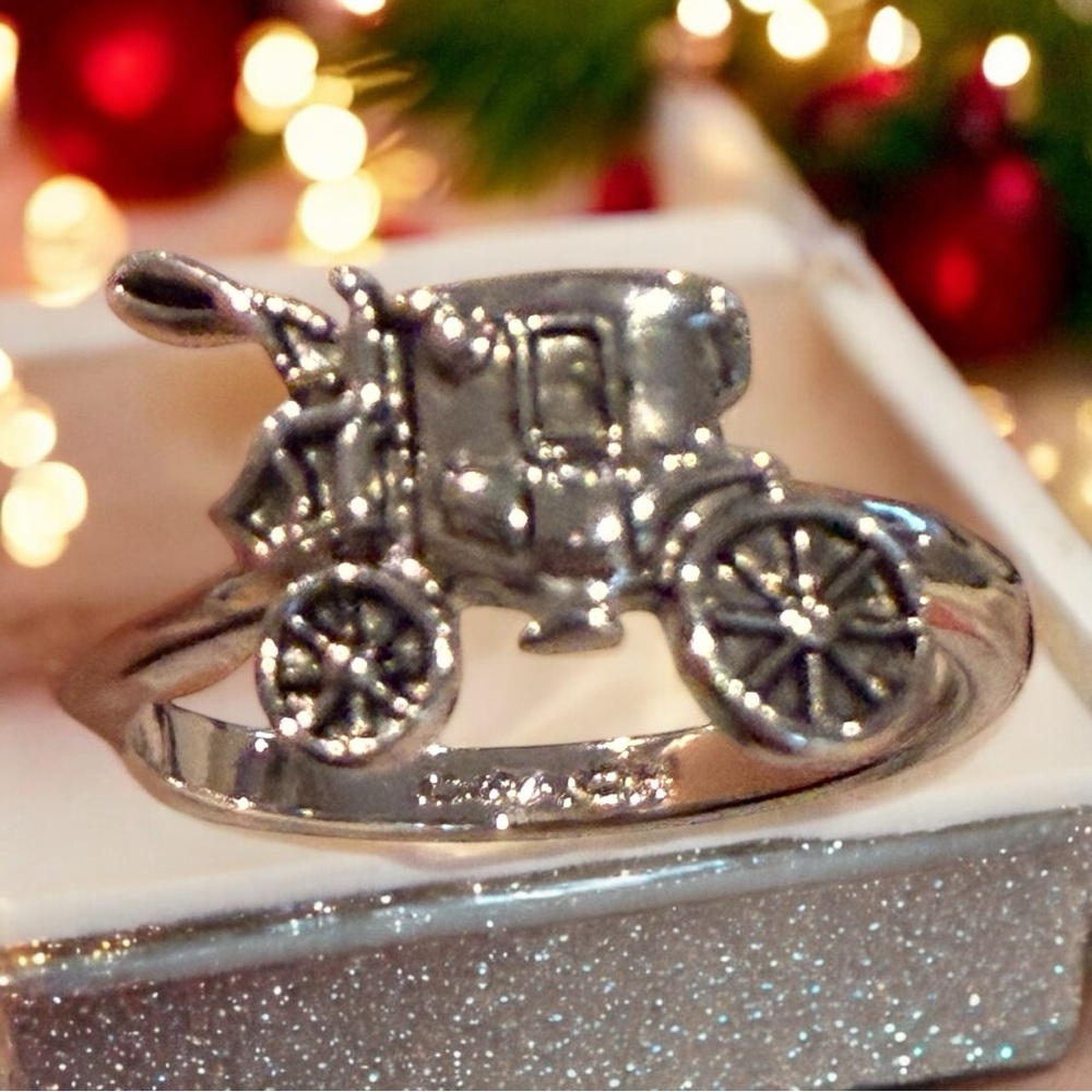 Coach silver tone coach ring with Coach brand size 7 - Picture 3 of 5
